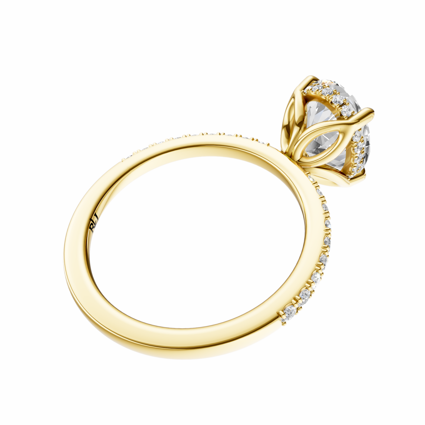Oval Traditional Tulip Hidden Halo Setting