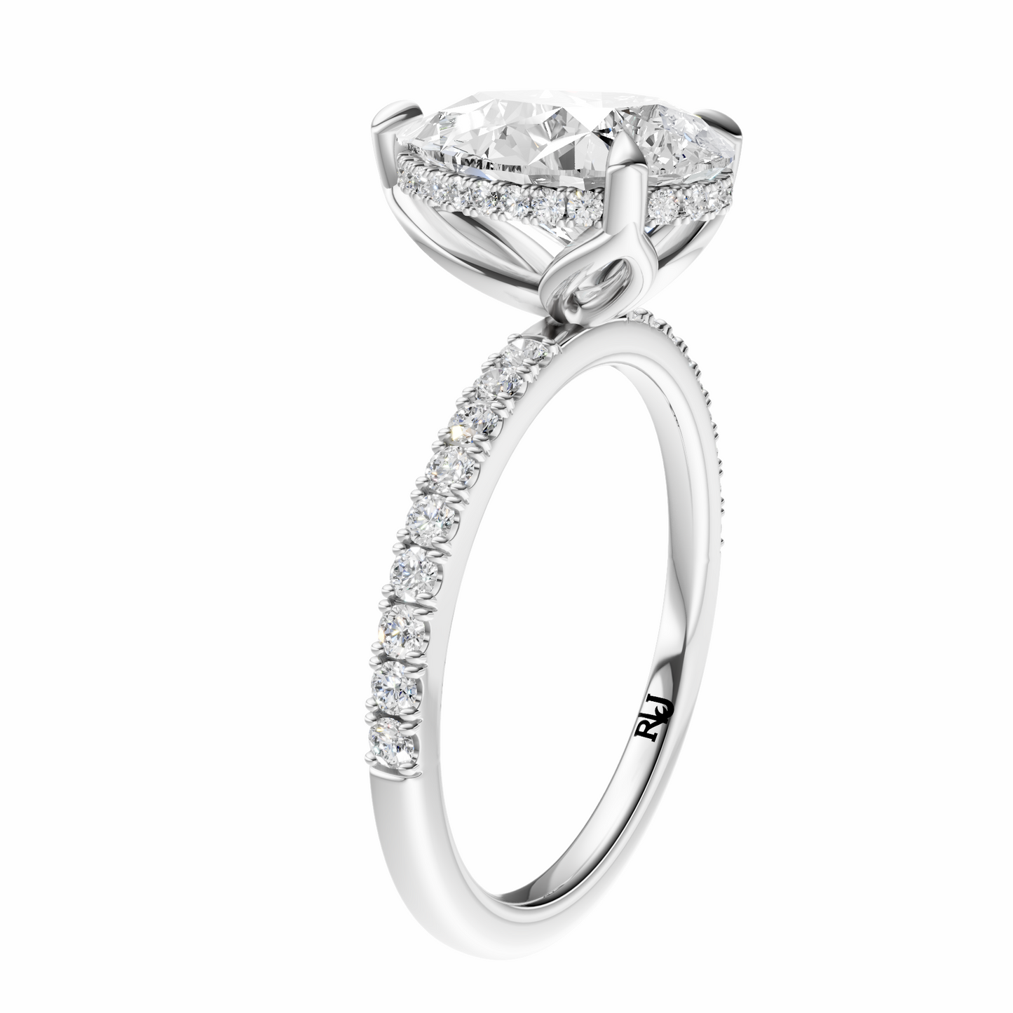 Pear Traditional Tulip Hidden Halo Setting