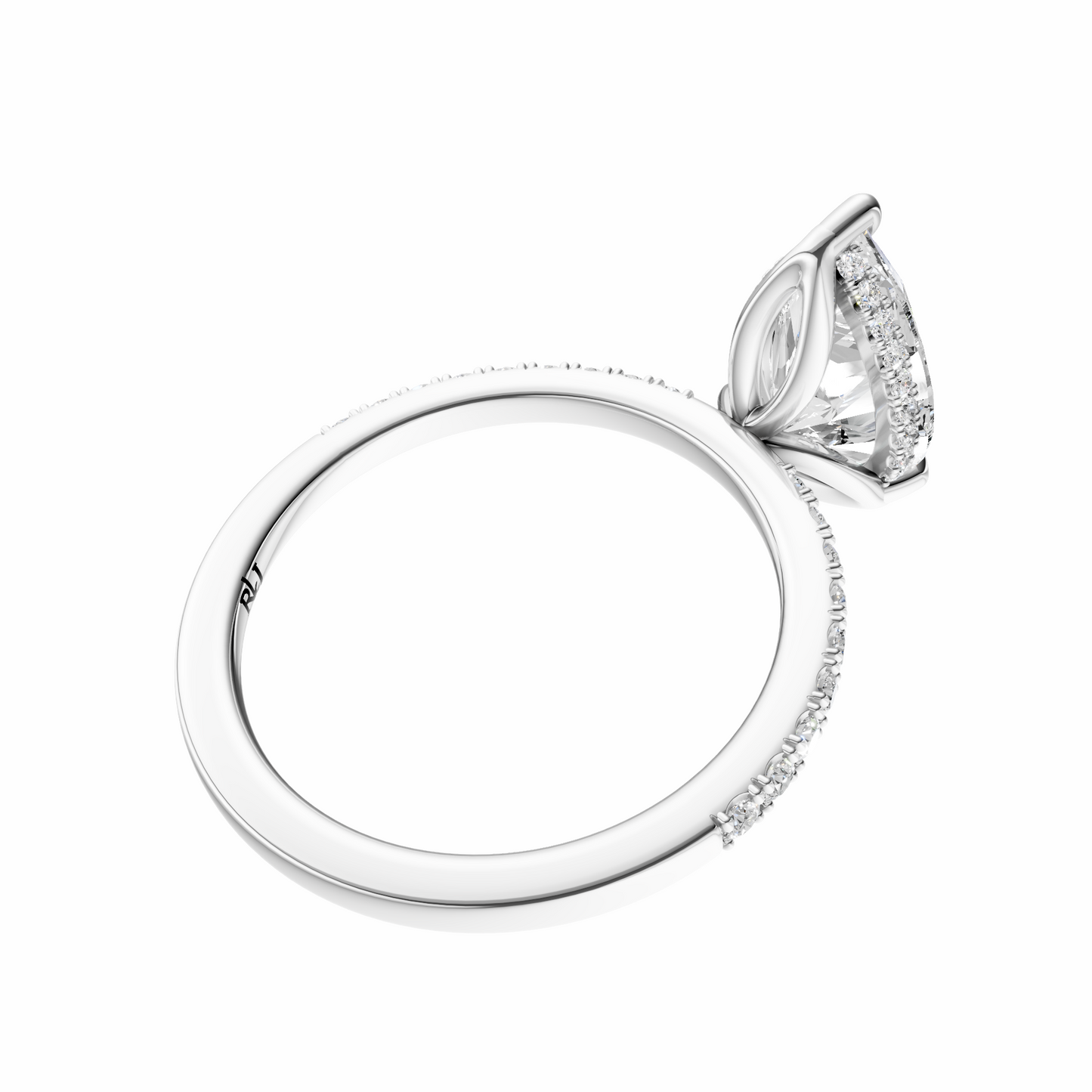Pear Traditional Tulip Hidden Halo Setting