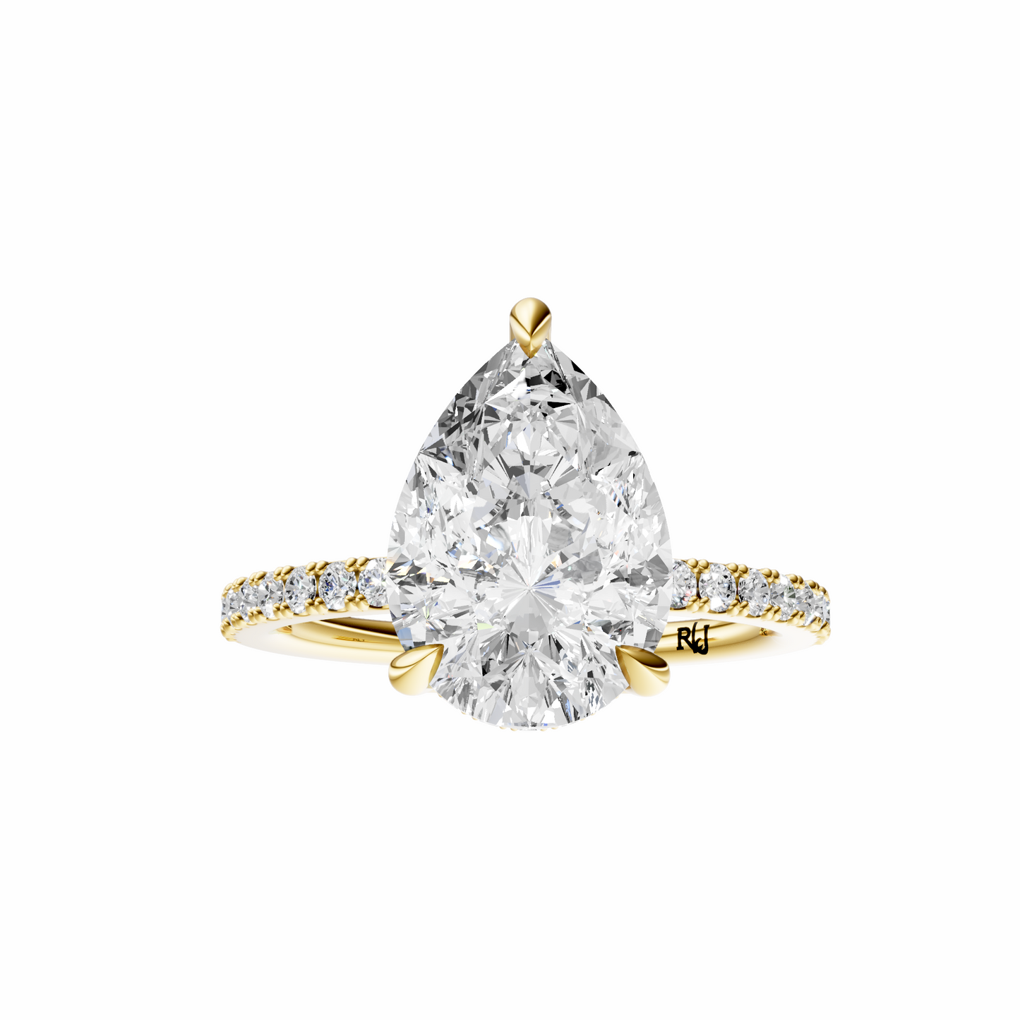 Pear Traditional Tulip Hidden Halo Setting