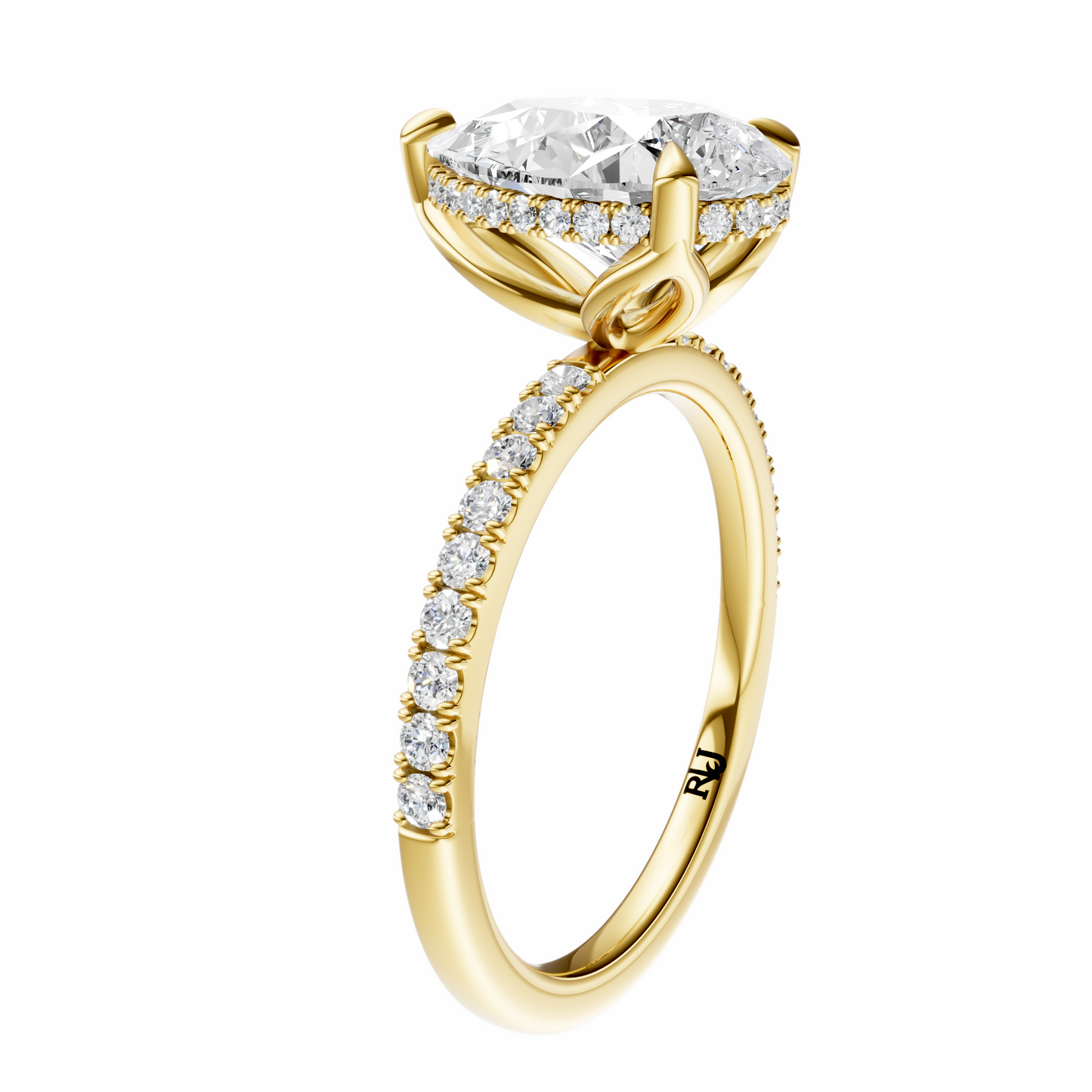 Pear Traditional Tulip Hidden Halo Setting