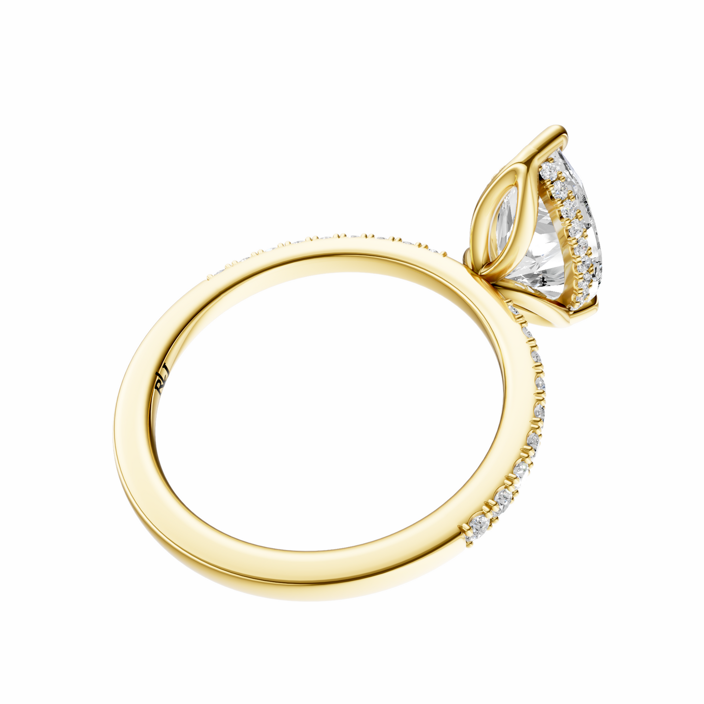Pear Traditional Tulip Hidden Halo Setting
