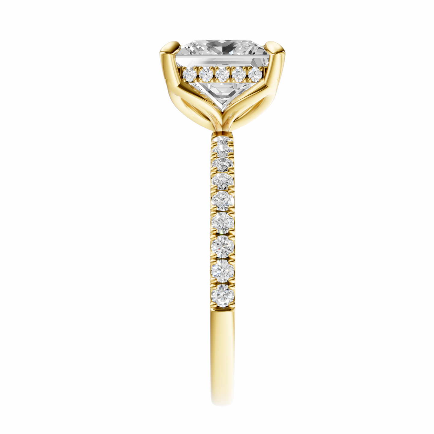 Princess Traditional Tulip Hidden Halo Setting