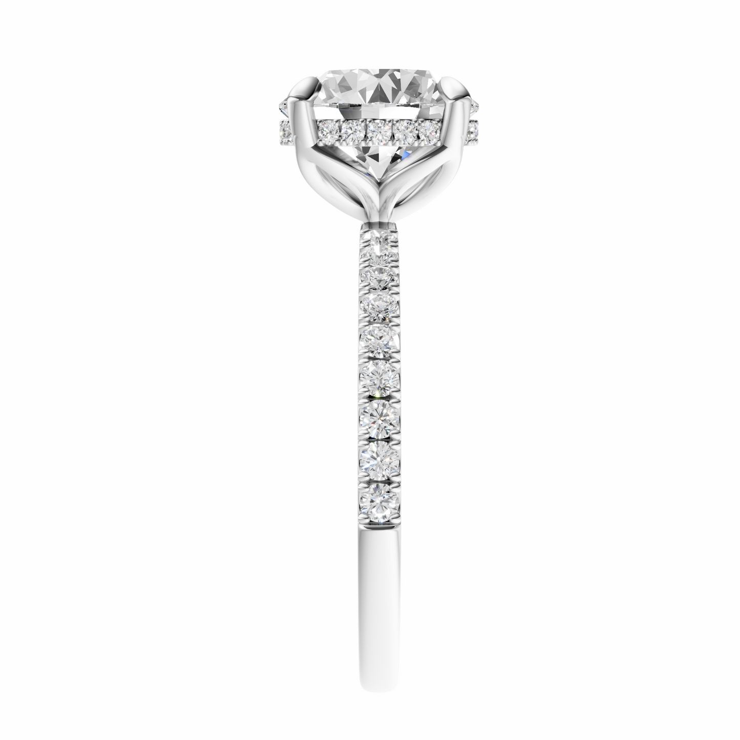 Round Traditional Tulip Hidden Halo Setting