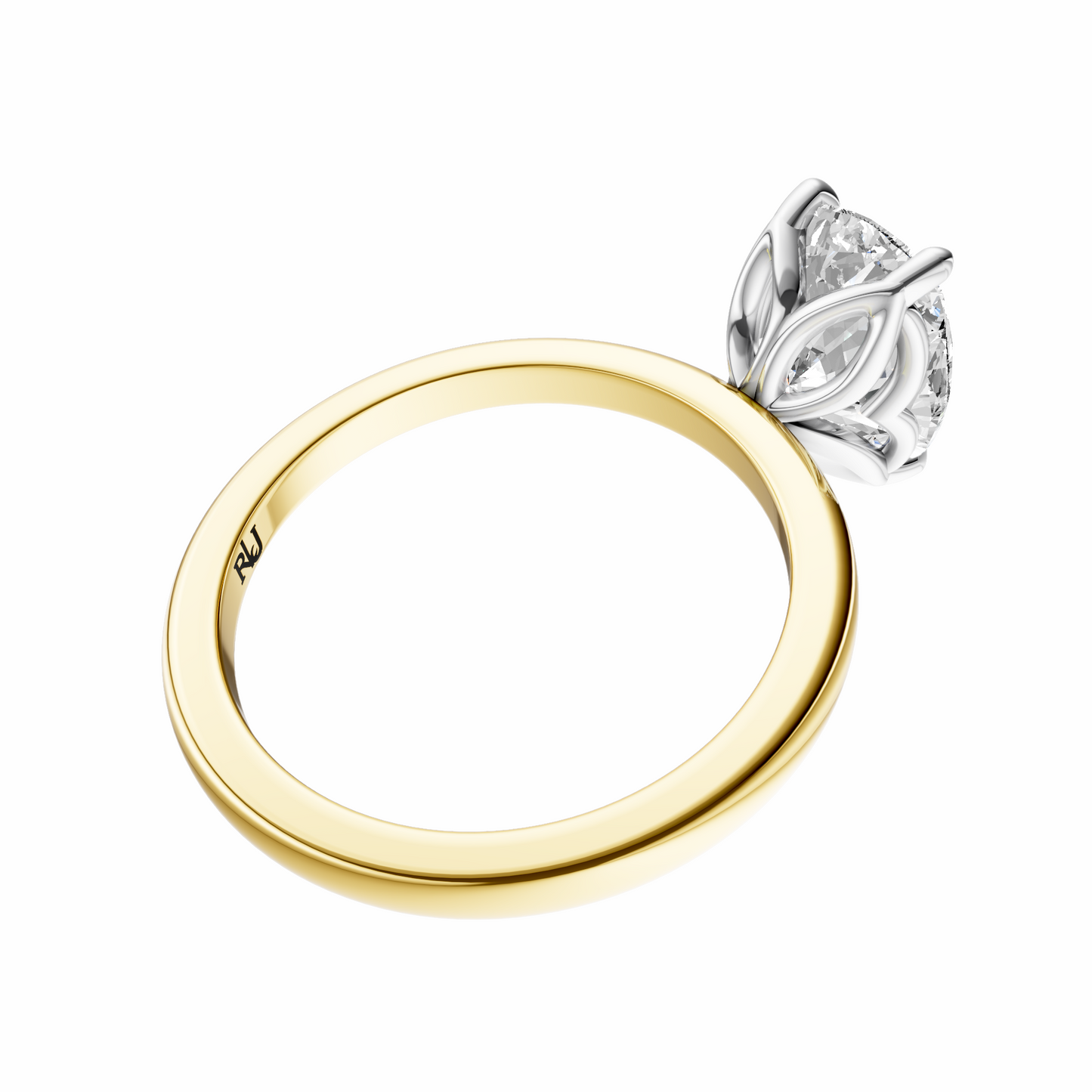 Cushion Mixed Metal Tulip Basket Solitaire Setting