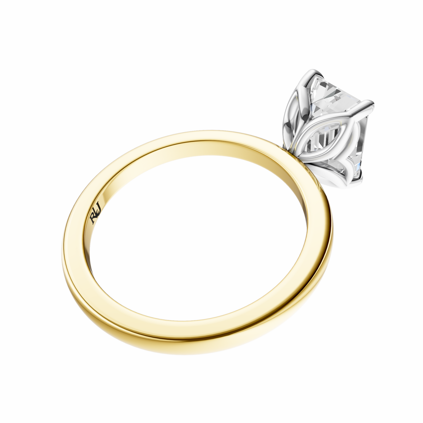 Emerald Mixed Metal Tulip Basket Solitaire Setting