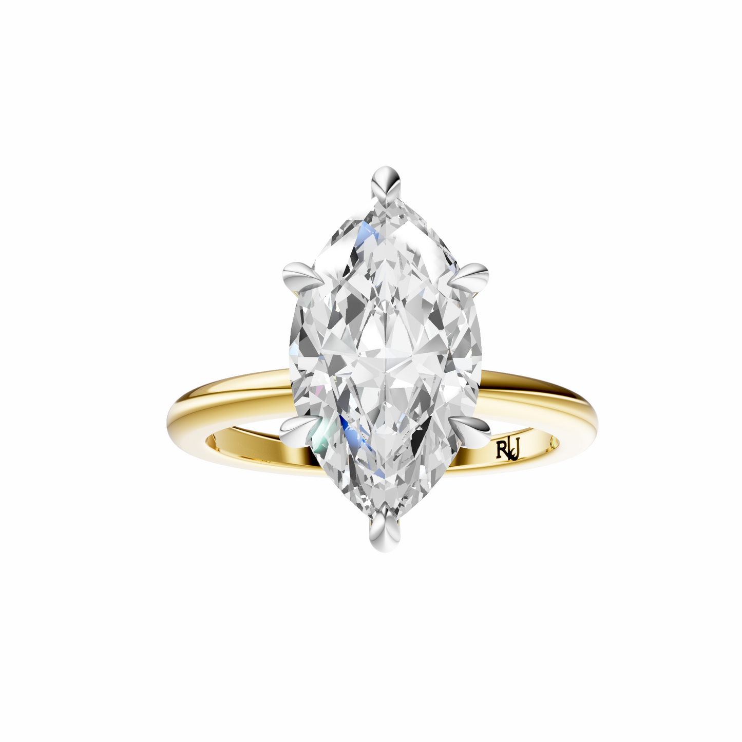 Marquise Mixed Metal Tulip Basket Solitaire Setting