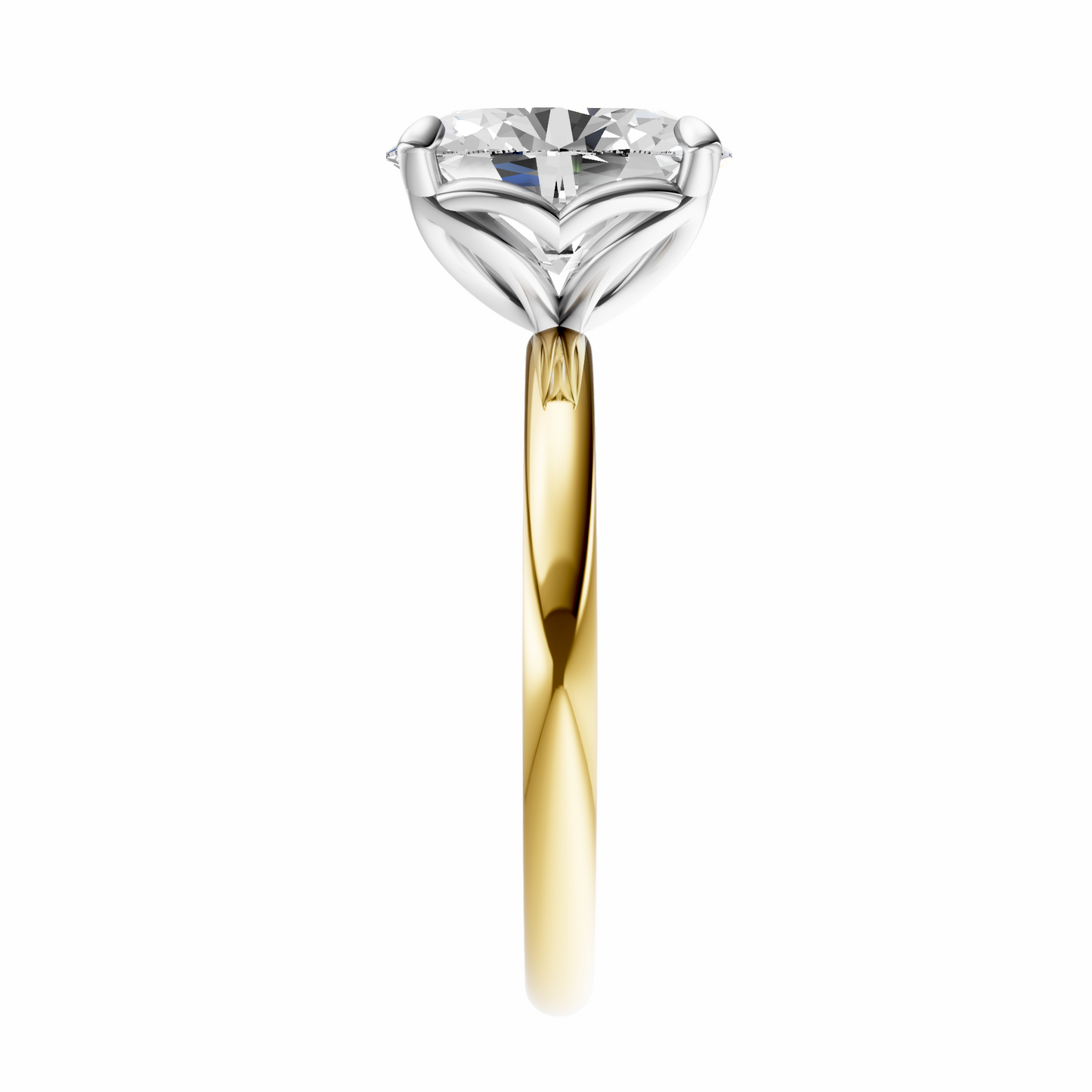 Oval Mixed Metal Tulip Basket Solitaire Setting