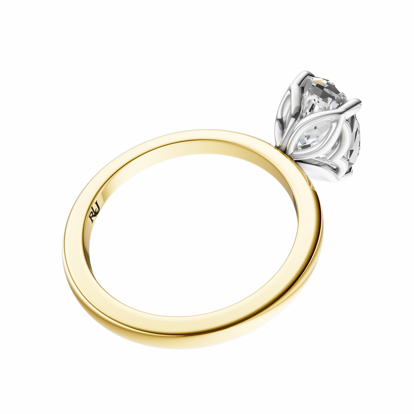 Oval Mixed Metal Tulip Basket Solitaire Setting