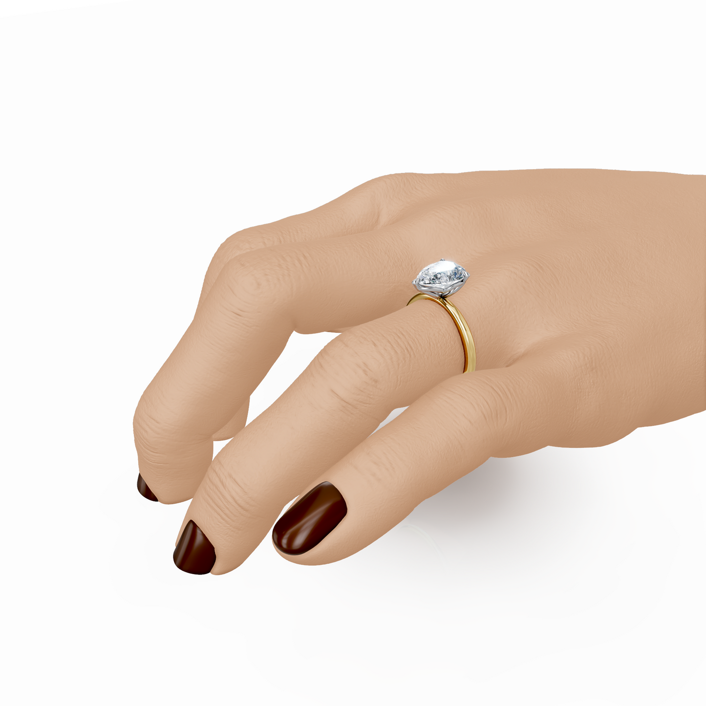 Pear Mixed Metal Tulip Basket Solitaire Setting