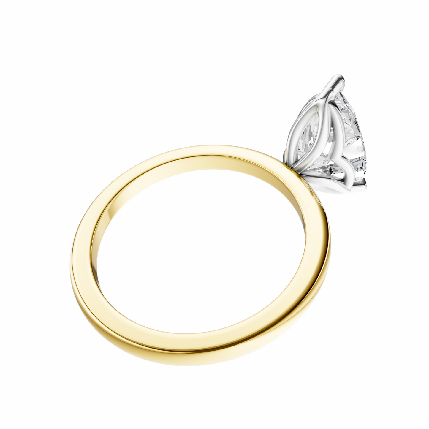 Pear Mixed Metal Tulip Basket Solitaire Setting