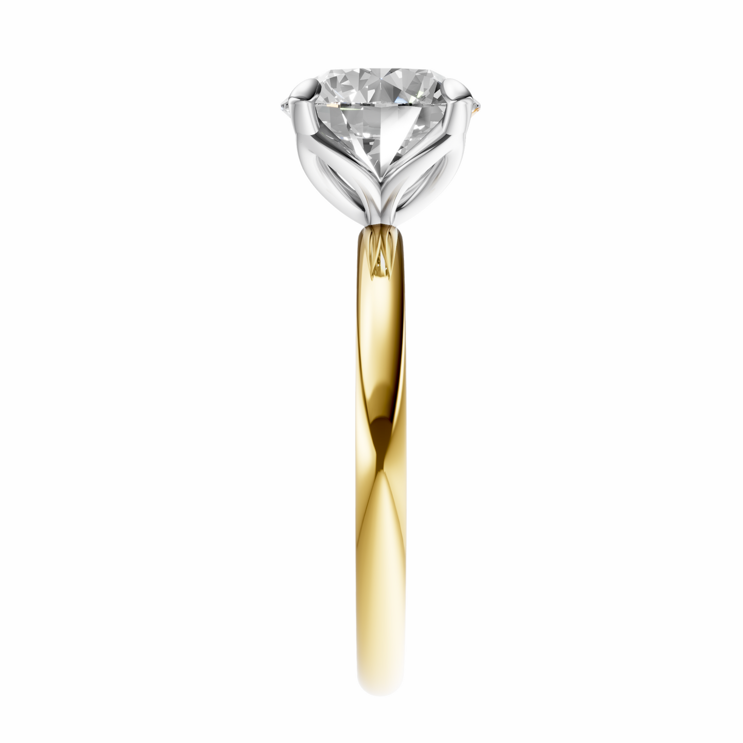Round Mixed Metal Tulip Basket Solitaire Setting