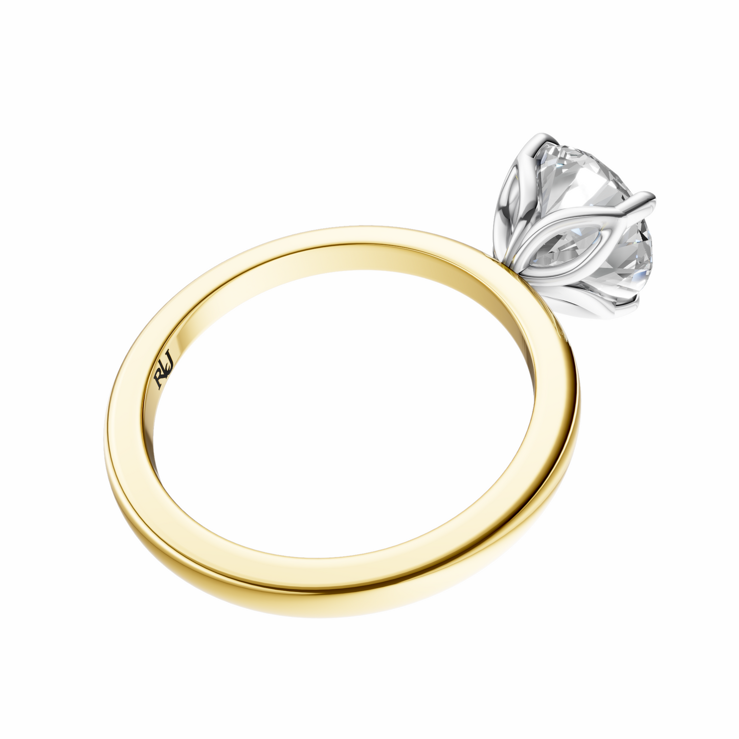 Round Mixed Metal Tulip Basket Solitaire Setting