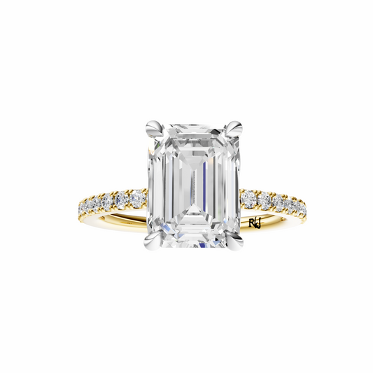 Emerald Mixed Metal Traditional Tulip Setting