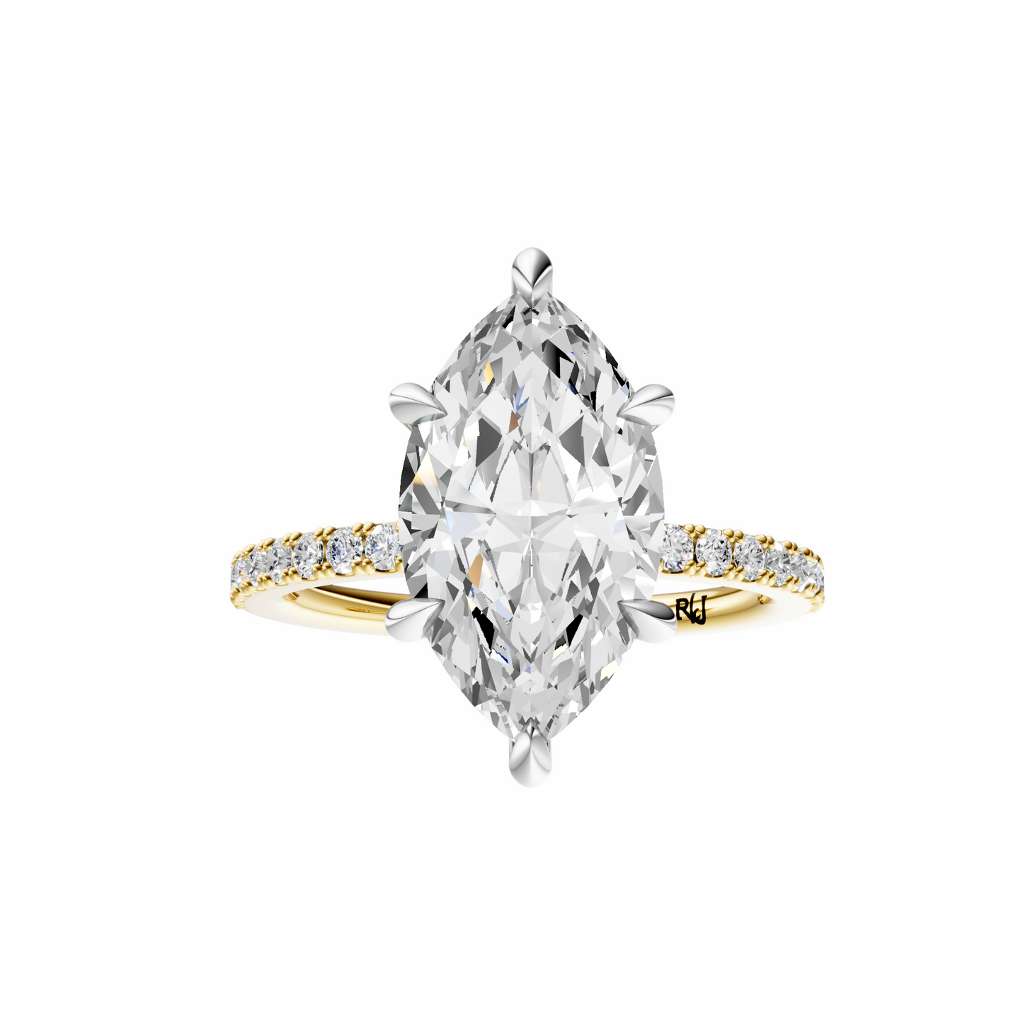 Marquise Mixed Metal Traditional Tulip Setting