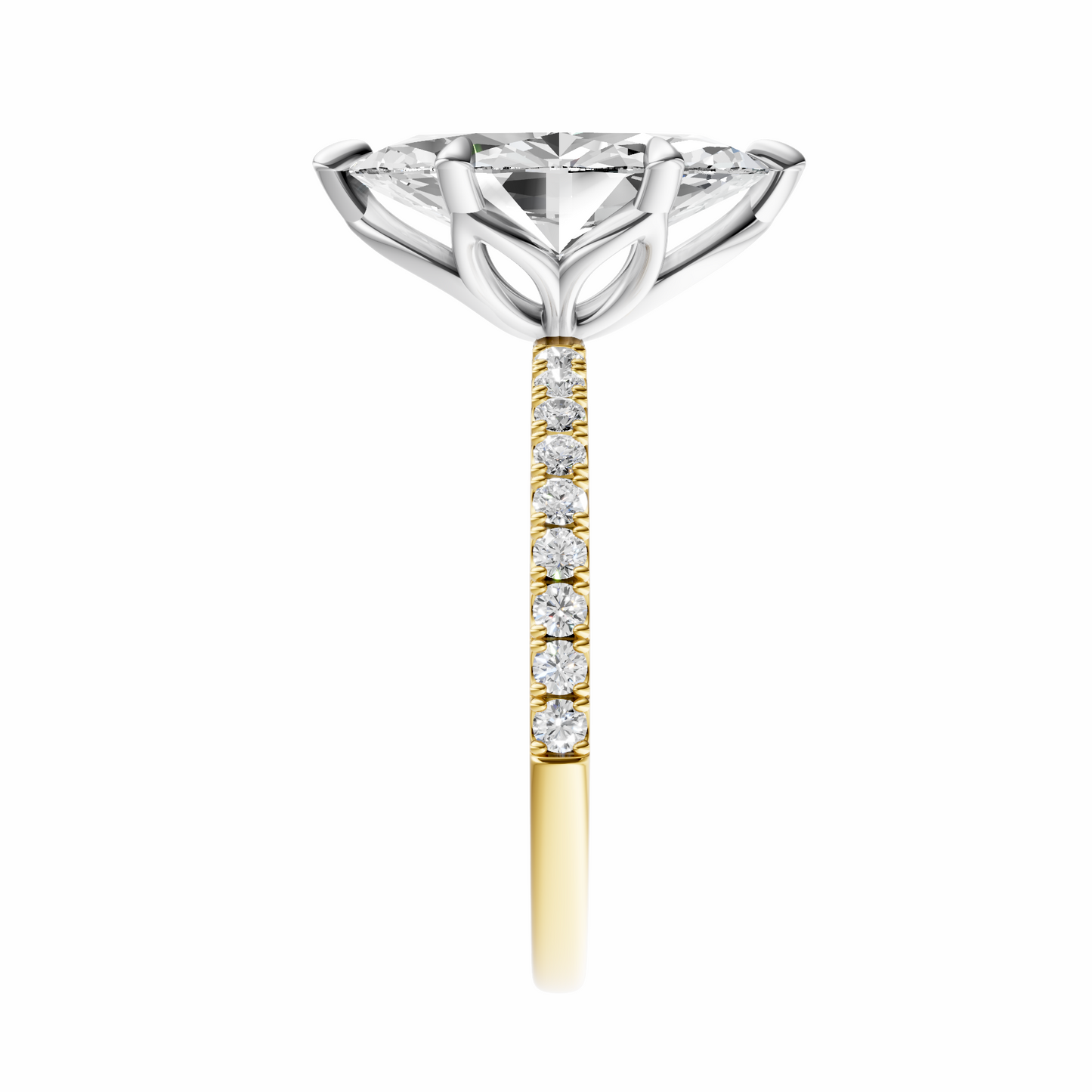 Marquise Mixed Metal Traditional Tulip Setting