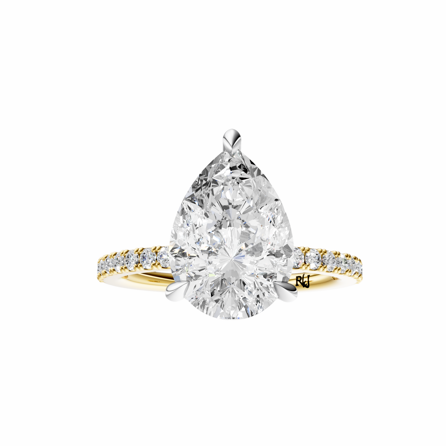 Pear Mixed Metal Traditional Tulip Setting