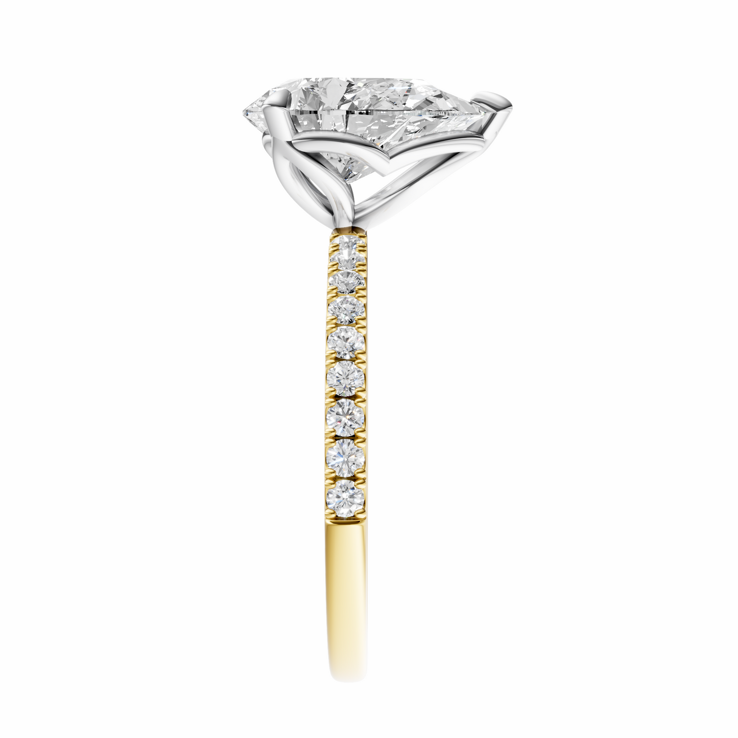 Pear Mixed Metal Traditional Tulip Setting