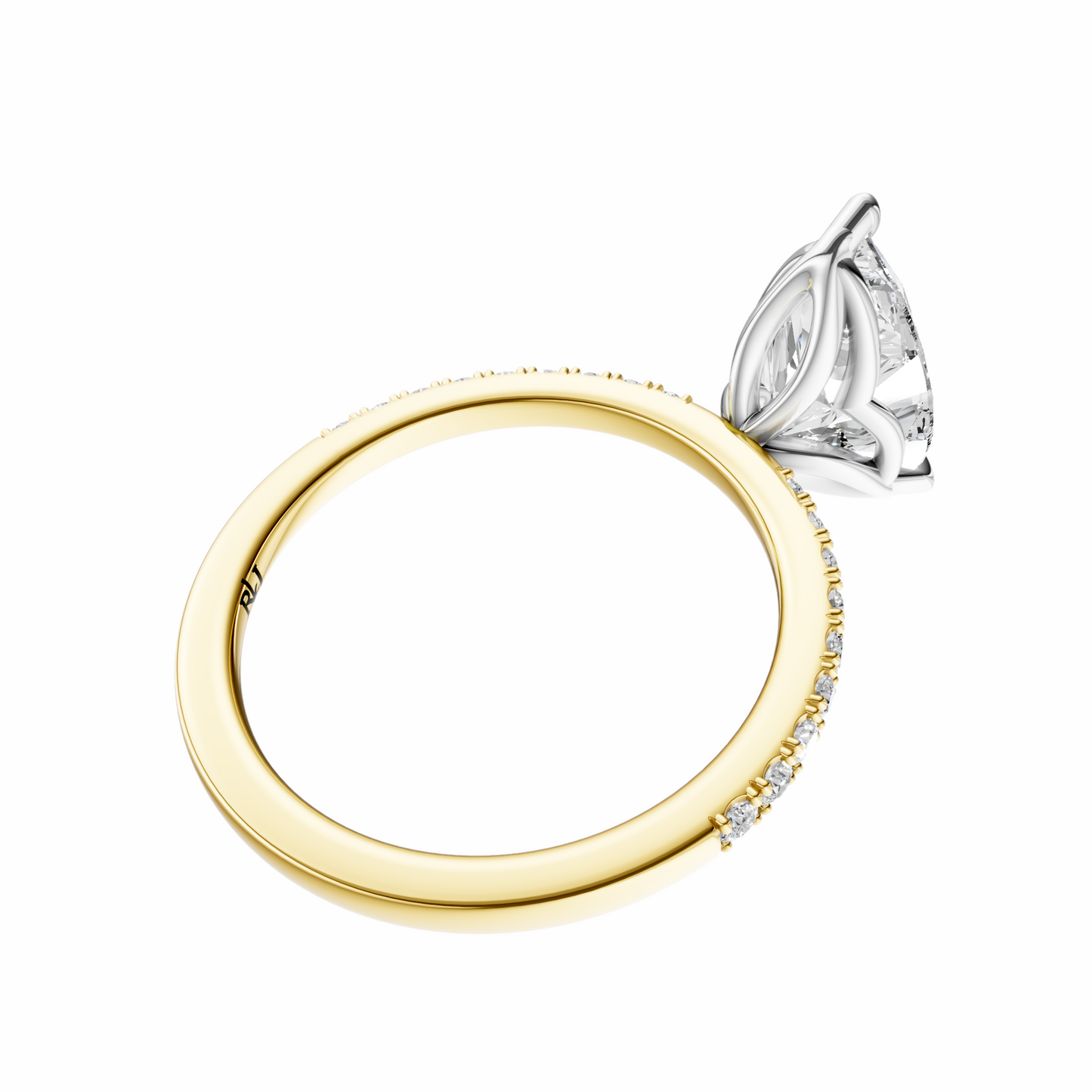 Pear Mixed Metal Traditional Tulip Setting