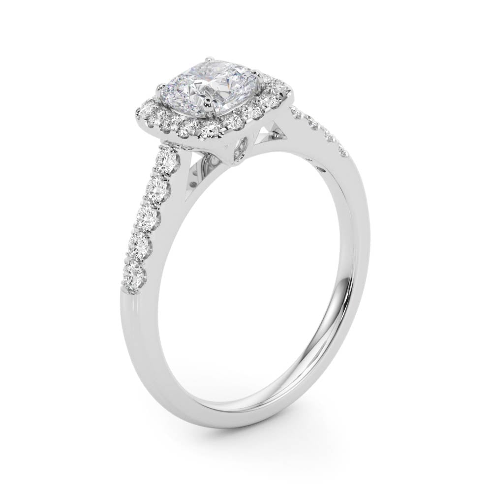 Cushion Floral-Inspired Halo Setting