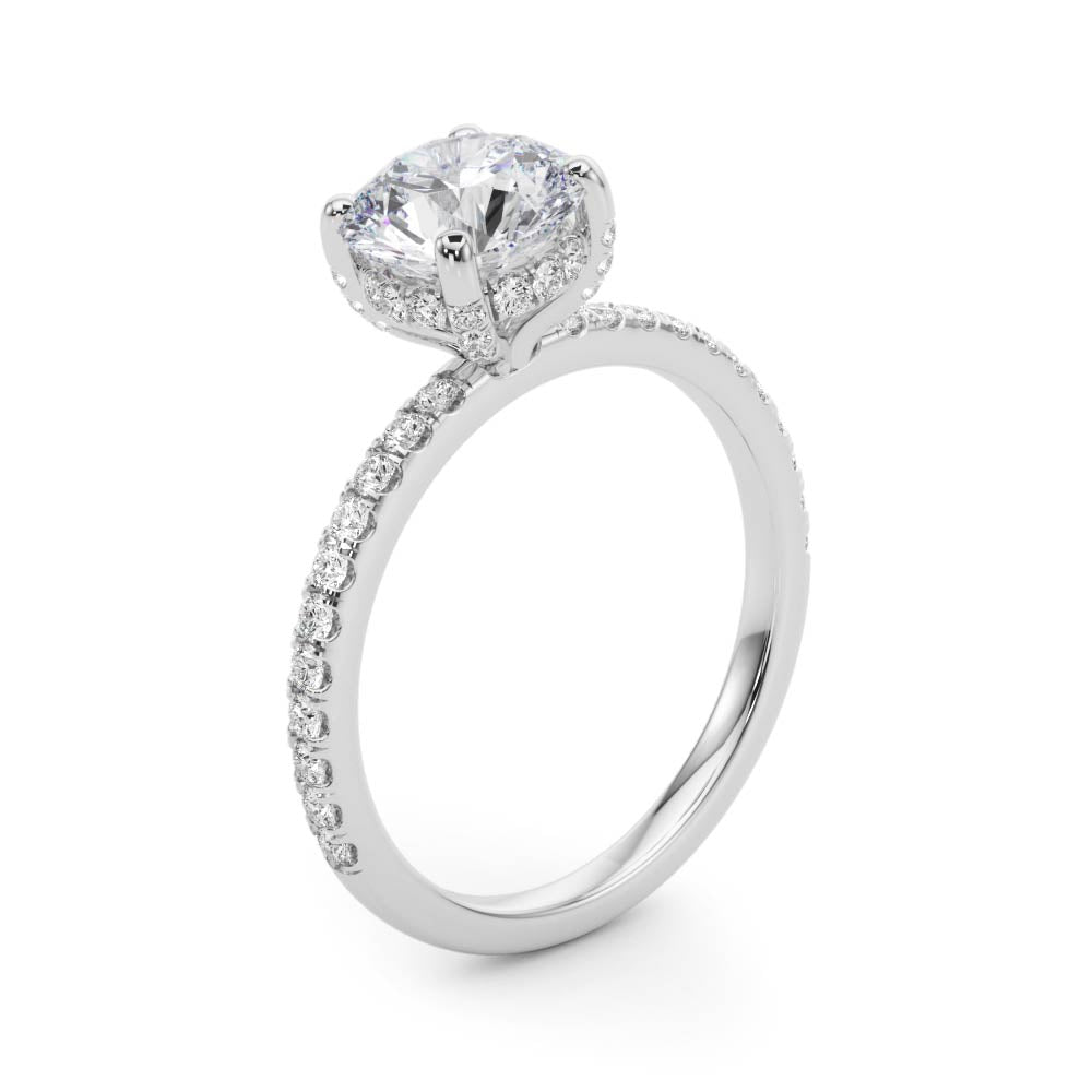 Round Elegant Traditional Hidden Halo Setting