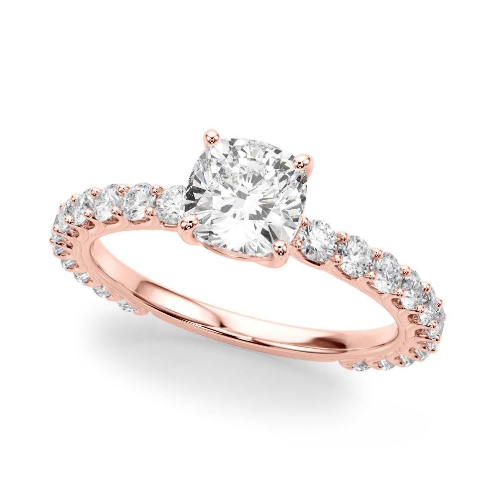 Cushion Traditional Scallop pave 4-Prong Setting