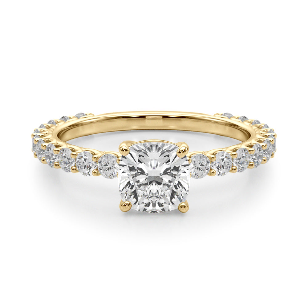 Cushion Traditional Scallop pave 4-Prong Setting