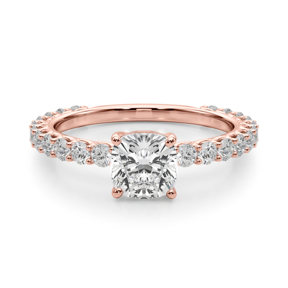 Cushion Traditional Scallop pave 4-Prong Setting
