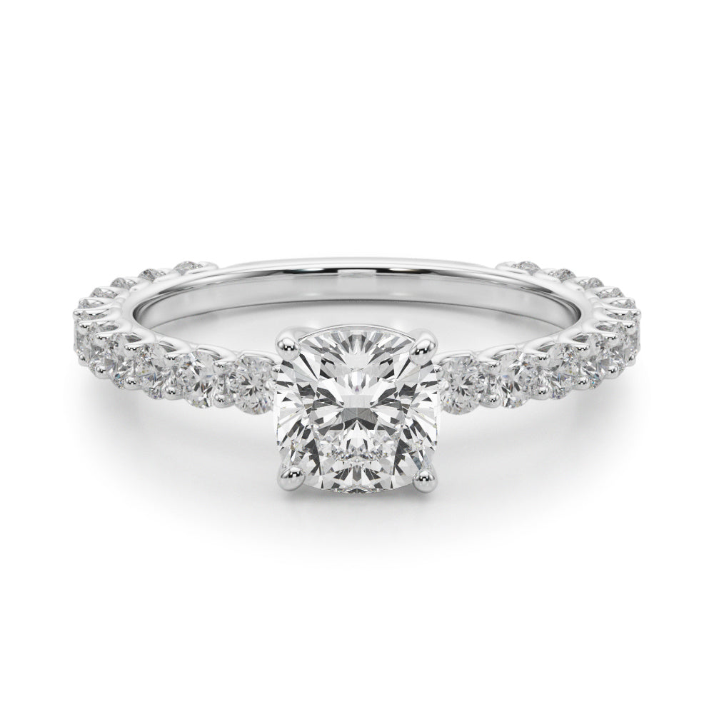 Cushion Traditional Scallop pave 4-Prong Setting