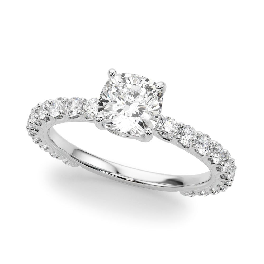 Cushion Traditional Scallop pave 4-Prong Setting