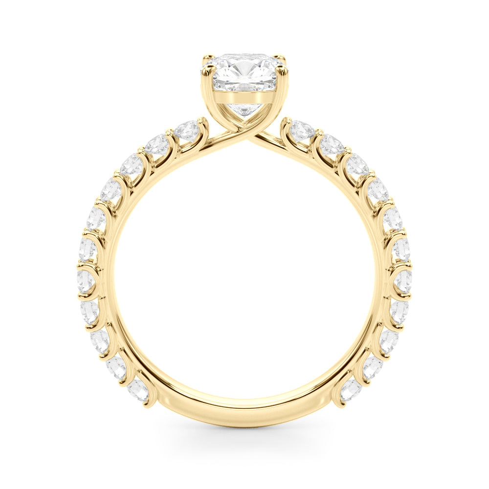 Cushion Traditional Scallop pave 4-Prong Setting