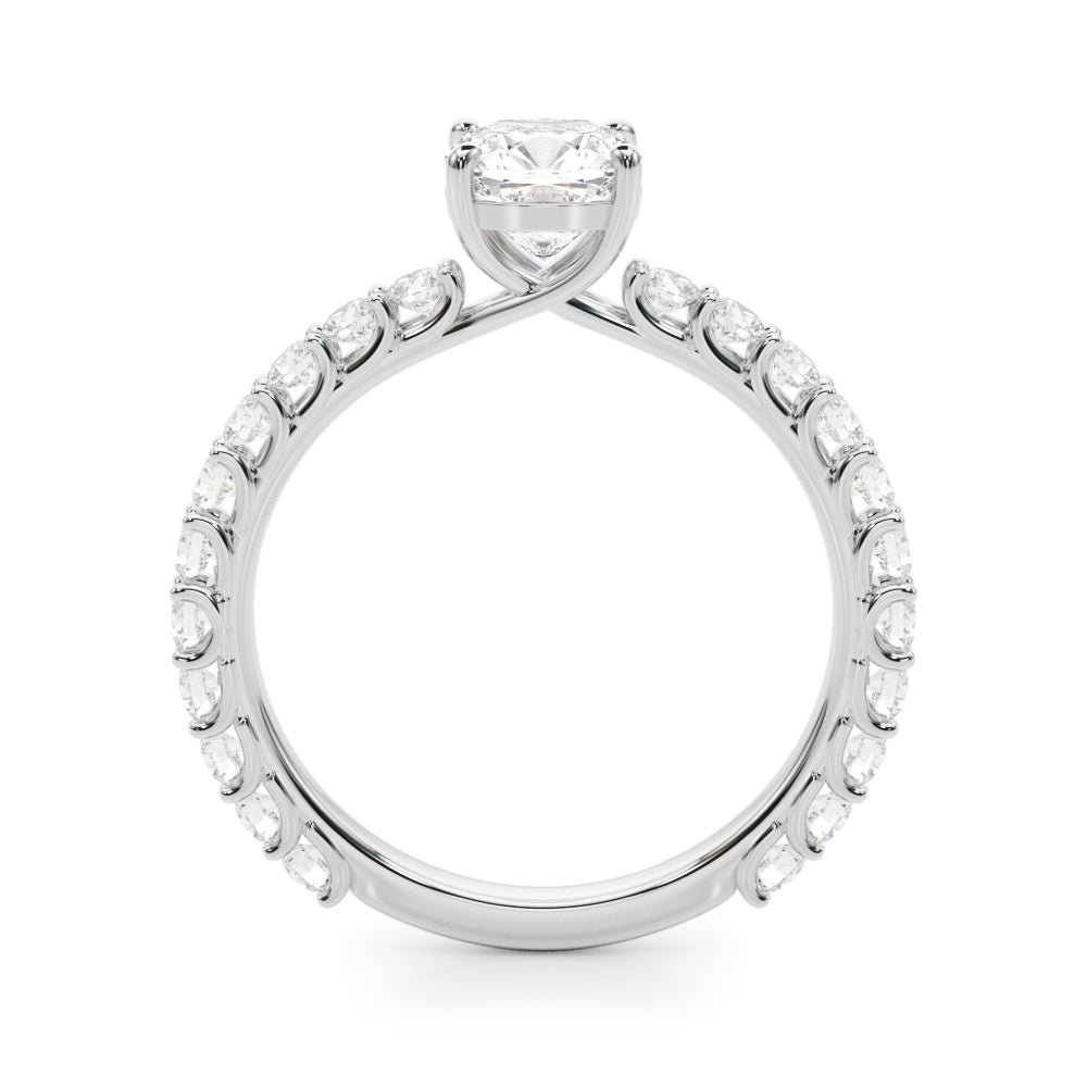 Cushion Traditional Scallop pave 4-Prong Setting