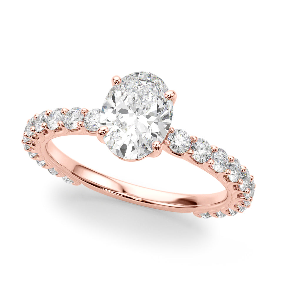 Oval Traditional Scallop pave 4-Prong Setting