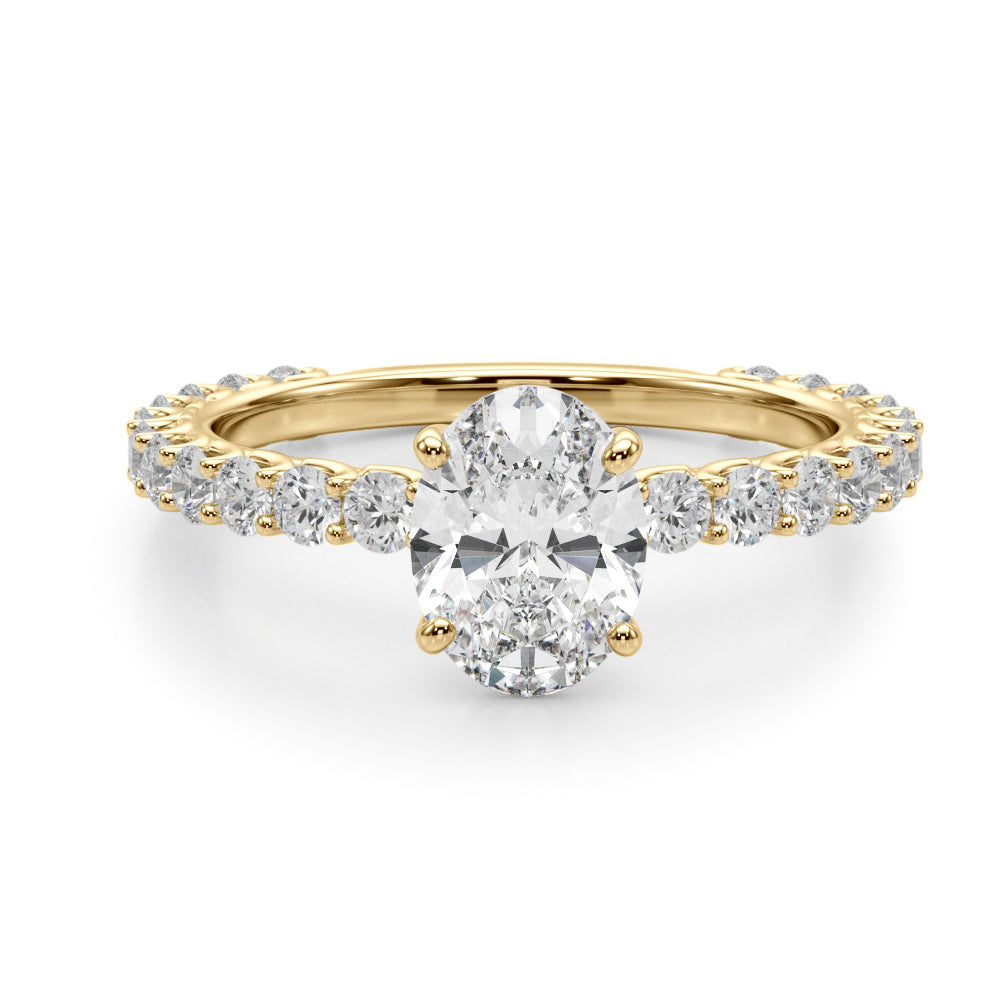 Oval Traditional Scallop pave 4-Prong Setting