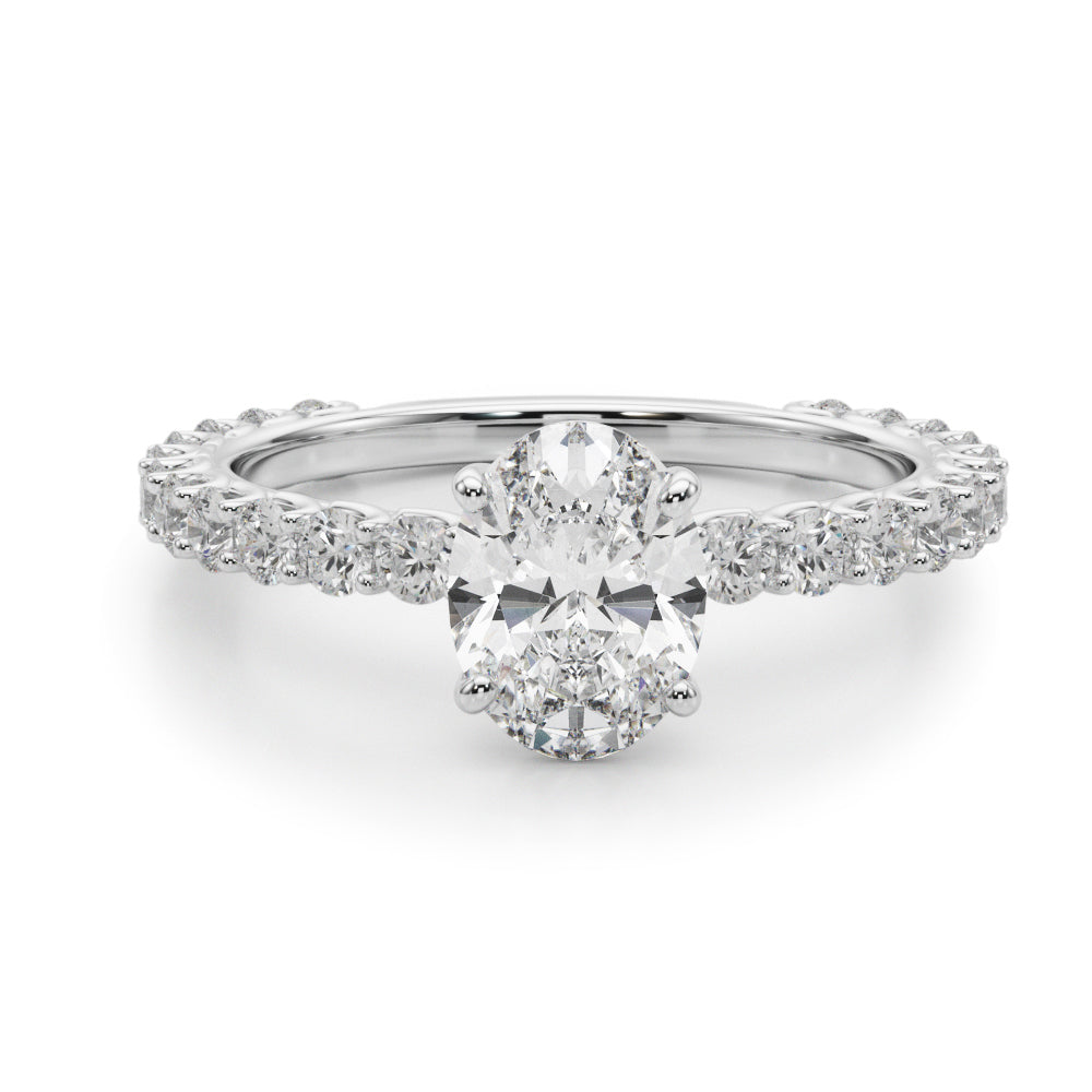 Oval Traditional Scallop pave 4-Prong Setting