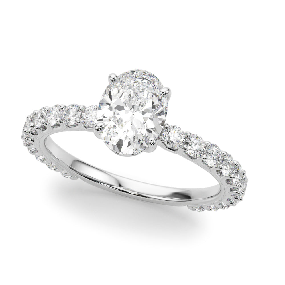 Oval Traditional Scallop pave 4-Prong Setting