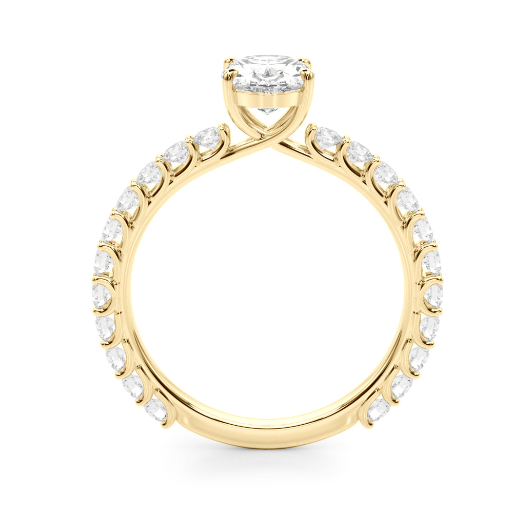 Oval Traditional Scallop pave 4-Prong Setting