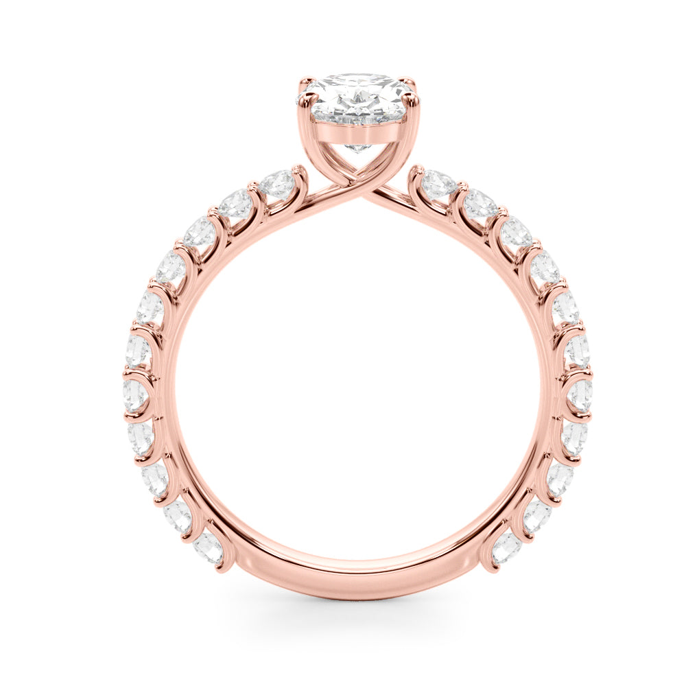 Oval Traditional Scallop pave 4-Prong Setting
