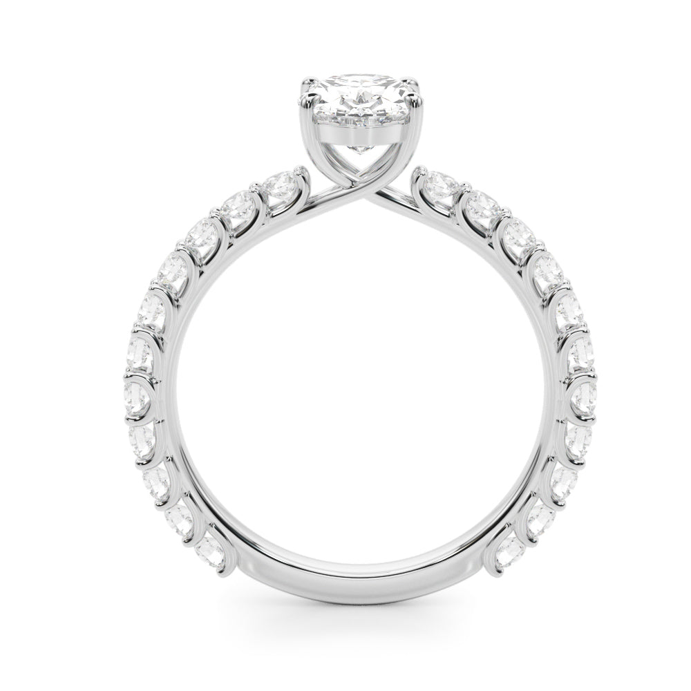 Oval Traditional Scallop pave 4-Prong Setting