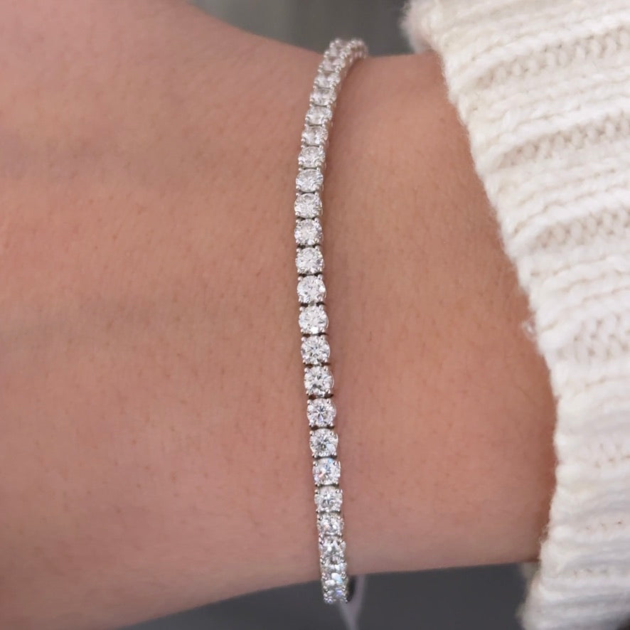 14kt White Gold Round Lab Diamond Tennis Bracelet 5.00ctw