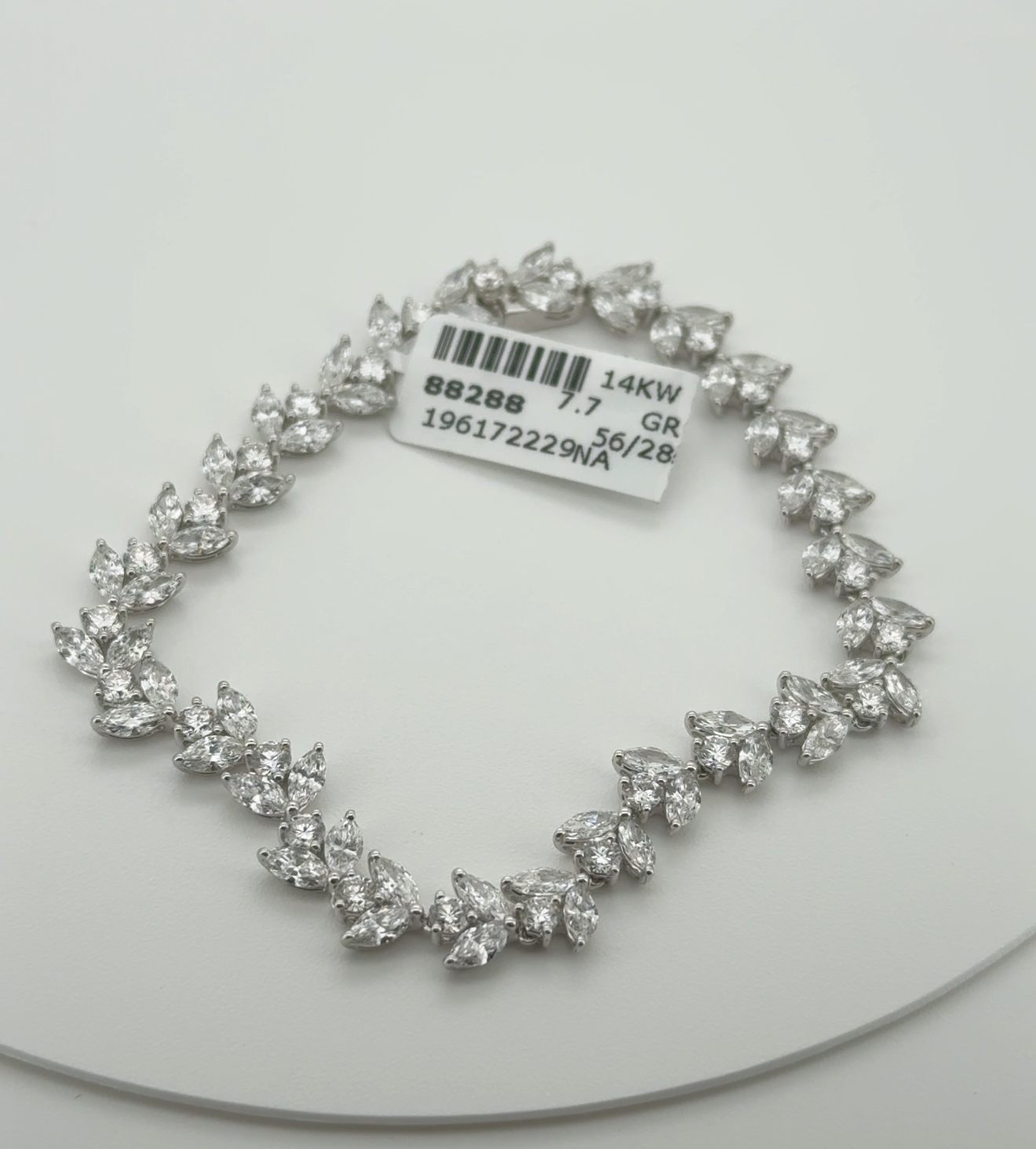 8.81ctw Marquise and Round Lab Diamond 14kt White Gold Bracelet BRC-130