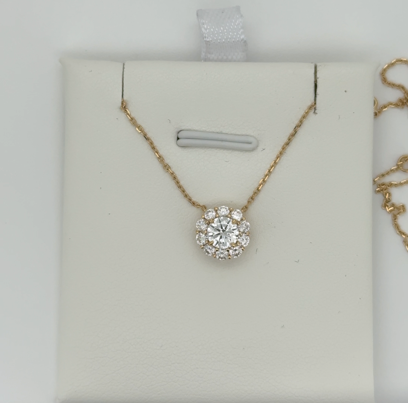 1.02ct Round Lab Diamond 14kt Yellow Gold Pendant Necklace SA5835NR-5.3Y