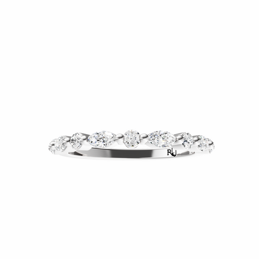 Alternating Marquise and Round Wedding Band