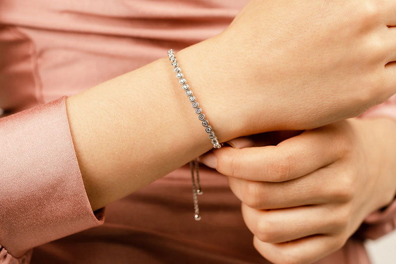 Bezel Set Adjustable Diamond Bracelet