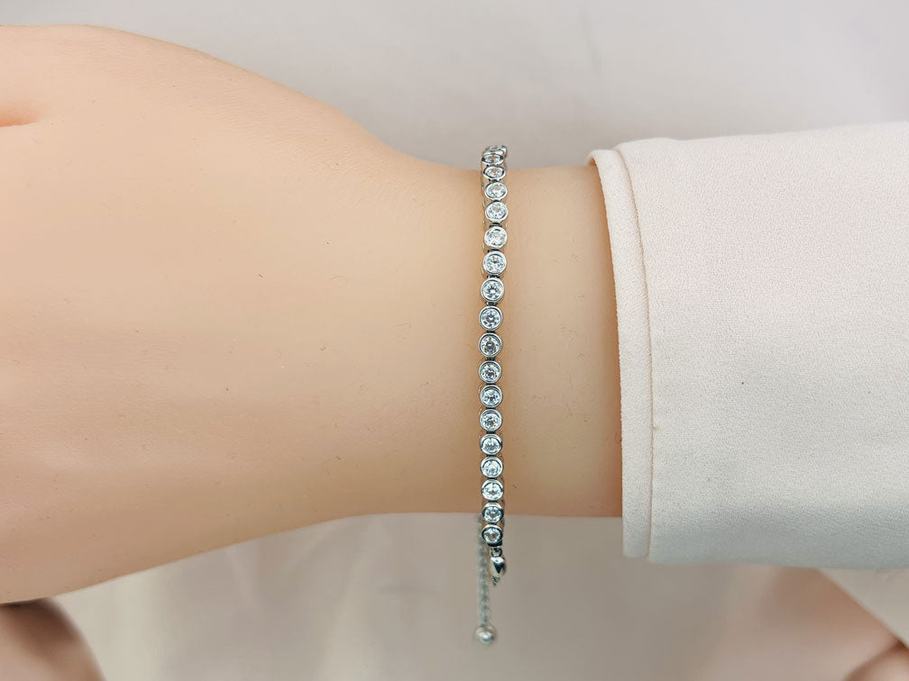 Bezel Set Adjustable Diamond Bracelet