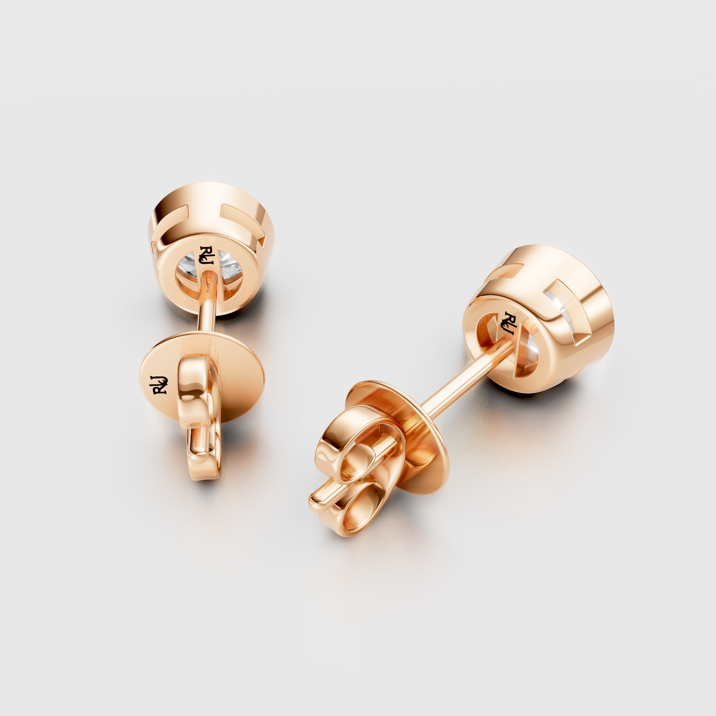 Round Lab Diamond Bezel Earrings