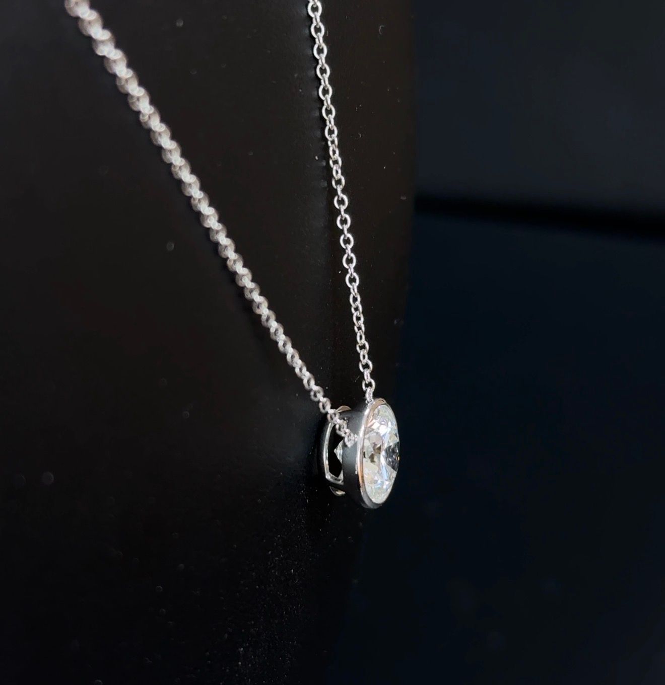 3.04ctw Round Ideal cut E VS1 Lab Diamond 14kt White Gold Pendant with 16-18" Chain CHN-121-1