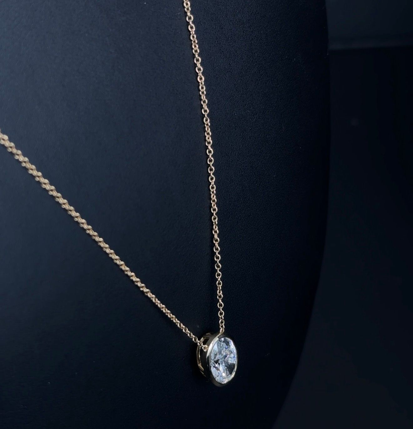 3.02ct Oval Lab Diamond Pendant E VVS2 14kt Yellow Gold Necklace Pendant 16-18" CHN-125-1