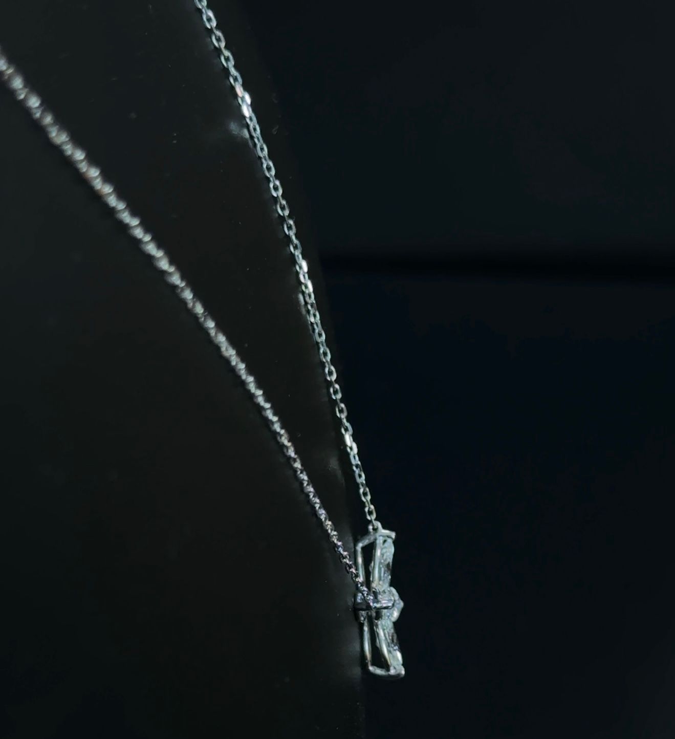1.35ctw Marquise Lab Diamond 14kt White Gold Flower Pendant with 16-18" Chain CHN-67-1