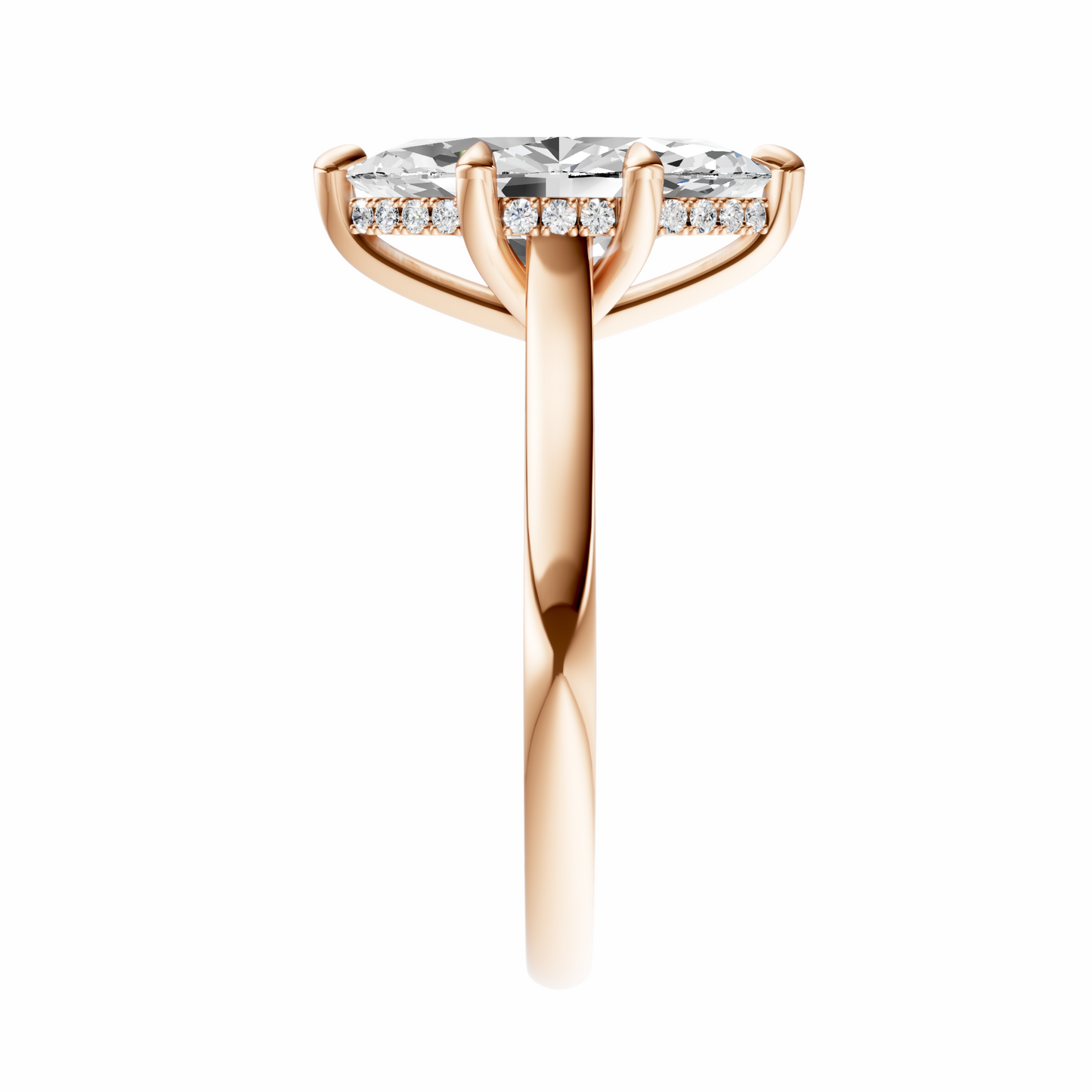 Marquise Cathedral Elegant Signature Hidden Halo Setting